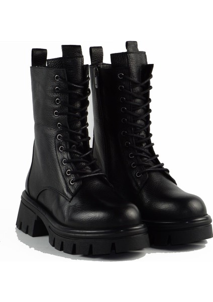 Bağcıklı Topuklu Hakiki Deri Siyah Bot fiyatları