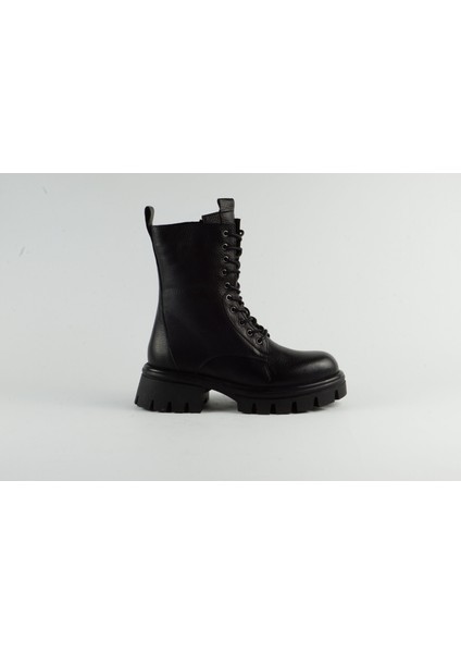 Bağcıklı Topuklu Hakiki Deri Siyah Bot modelleri