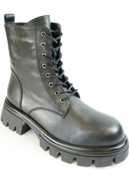 Bağcıklı Topuklu Hakiki Deri Siyah Bot indirimleri