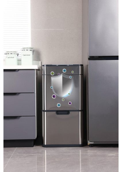 Çöp Kovası 50L Çift Katlı Sensörlü Ozon Özellikli (15+15+20 L)