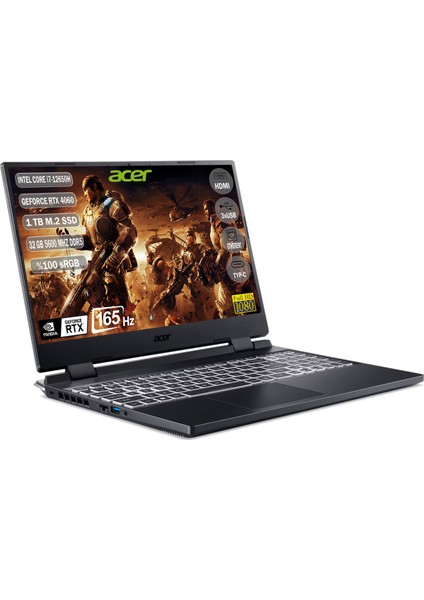 Nitro 5 I7-12650H 32 GB 1 TB SSD RTX 4060-8 GB 15.6'' 165 Hz IPS Freedos NH.QM0EY.00B+325