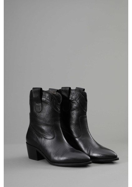 Hakiki Deri Kısa Topuklu Kovboy Botu modelleri