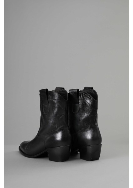 Hakiki Deri Kısa Topuklu Kovboy Botu indirimleri