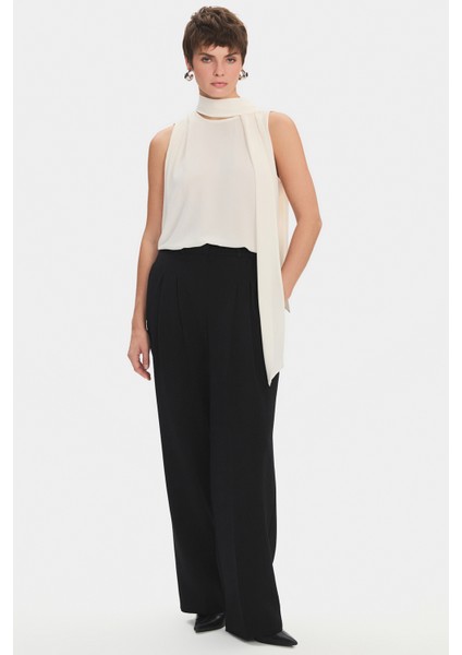 Pili Detaylı Palazzo Pantolon