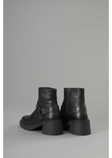 Bilek Hizası Kemerli Hakiki Deri Siyah Nubuk Kadın Bot indirimleri