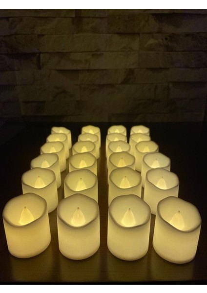 24LÜ Pilli Mum 24 Adet Beyaz Renkli Ledli Mumlar 24LÜ Mum