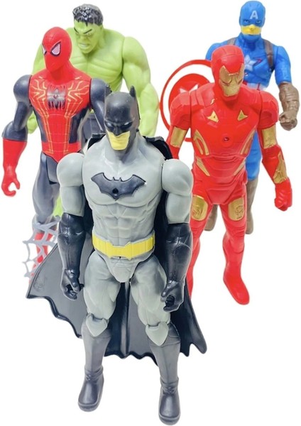 Spiderman Hulk Kaptan Amerika Batman Ironman 17CM. Işıklı Figürler Set