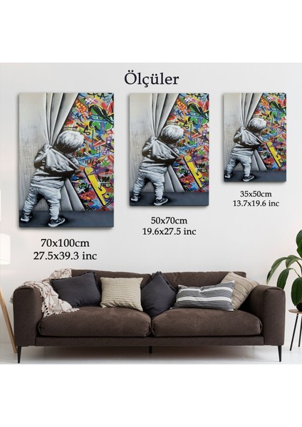 Bansky Tarzı Sokak Sanatı Dekoratif Duvar Tablosu -6168