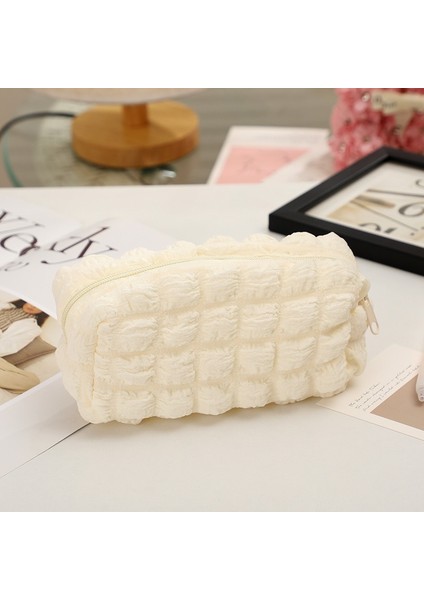 Sıcak Satış Kremalı Puf Kalem Çantası Niş Kontrastsız Büyük Kapasiteli Düz Renk Yumuşak Fufu Güzel Ins Tarzı Kalem Çantası (Yurt Dışından)