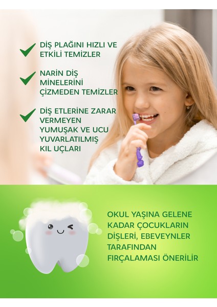 Kids Çocuk Diş Fırçası 3-7 Yaş - Yeşil