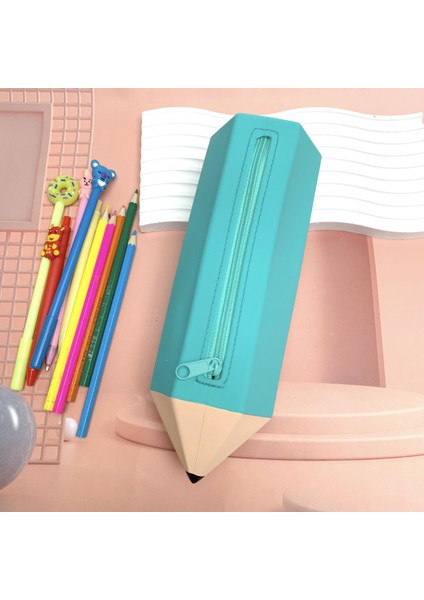 Çocuklar Için Silikon Kalem Çantası Üç Boyutlu Yuvarlak Silikon Kalem Tutucu Kozmetik Saklama Fermuarlı Çanta Silikon Kırtasiye Çantası (Yurt Dışından)