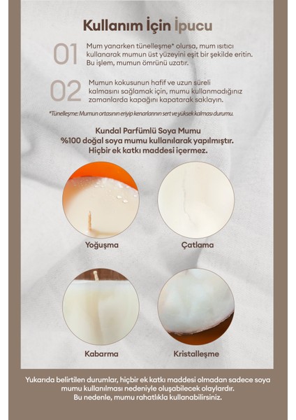 Parfümlü Doğal Soya Mumu Kundal Perfume Natural Soy Wax Candle 500G (Blanc)