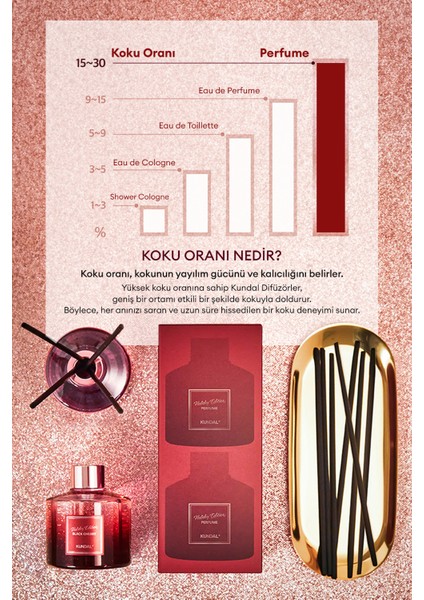 Holiday Serisi Parfüm Difüzörü KUNDAL Perfume Diffuser Holiday Edition 200ml 2Adet (Rose Wood)