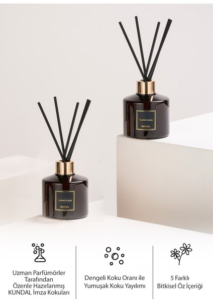 Parfüm Difüzörü Temel Seri KUNDAL Perfume Diffuser 200ml 2 Adet (Ylang Ylang)