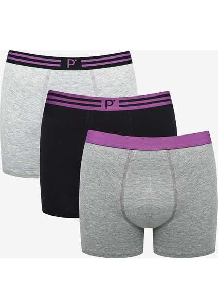 Color Belt 3lü Gri Boxer