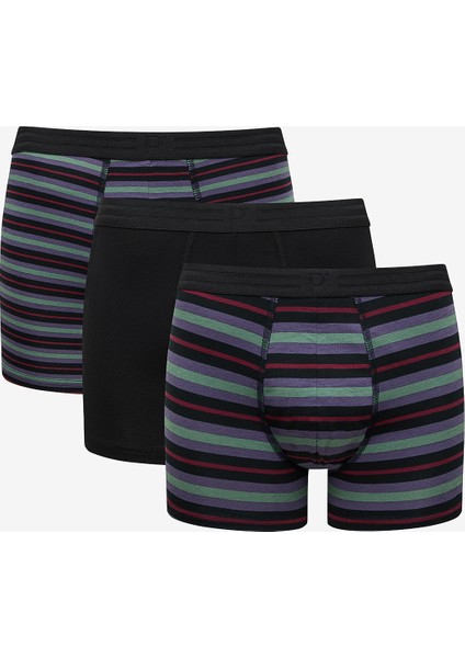 Çizgili 3lü Çok Renkli Boxer