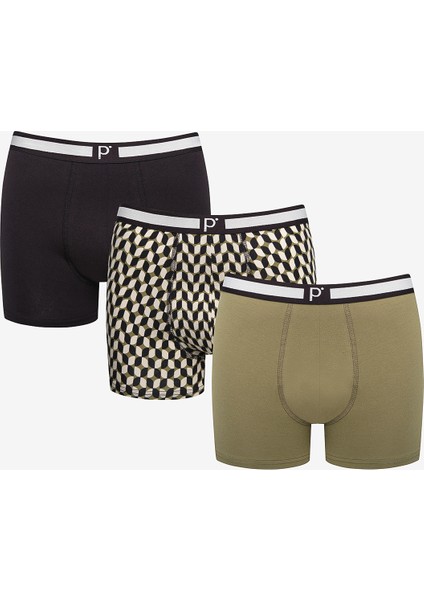 Basic Detailed 3lü Çok Renkli Boxer