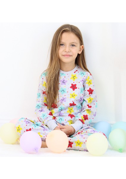 Kız Çocuk Baskılı Ince Basic Pijama Takımı