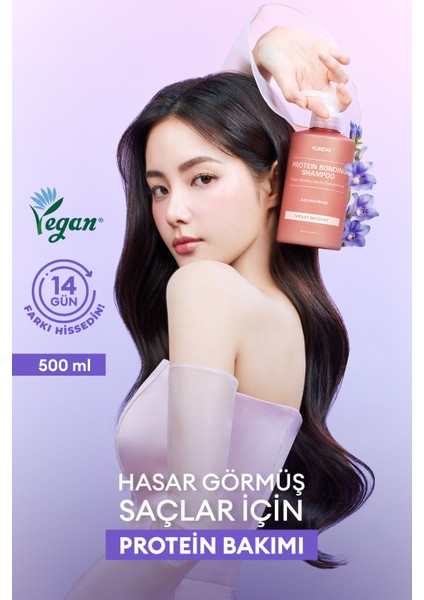 Yoğun Onarıcı ve Isı Koruyucu Bakım Şampuanı KUNDAL Protein Bonding Shampoo 500ml Violet Muguet