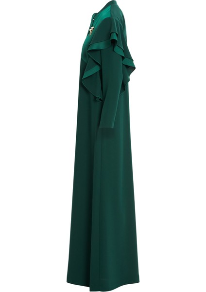 Boyundan Bağlamalı Omuzdan Volanlı Siyah Elbise fiyatları