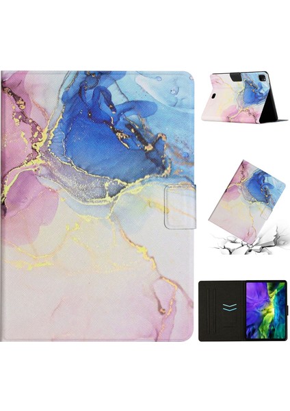 iPad Pro 11 2024 Için Mermer Desenli Deri Kılıf (Yurt Dışından)
