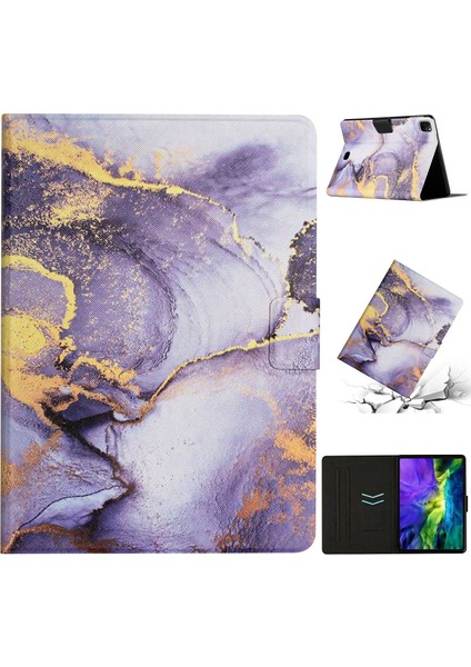 iPad Pro 11 2024 Için Mermer Desenli Deri Kılıf (Yurt Dışından)