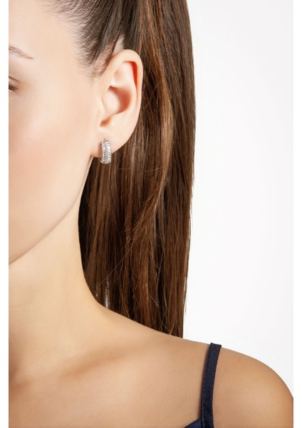 Baget Zarafeti 18 Ayar Beyaz Altın Kaplama Gümüş Halka Küpe fiyatları