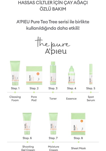 Yağlanma ve Akneye Eğilimli Ciltler İçin Gözenek Bakım Pedi A'PIEU The Pure Tea Tree Pore Pad