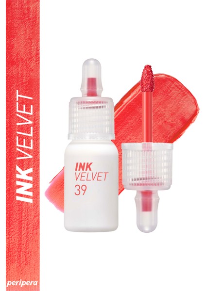 Yüksek Pigmentli, Kadife Görünümlü, Gün Boyu Kalıcı Tint PERIPERA Ink Velvet (39 Sunny Orange)