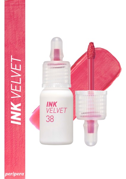 Yüksek Pigmentli, Kadife Görünümlü, Gün Boyu Kalıcı Tint PERIPERA Ink Velvet (38 Bright Pink)