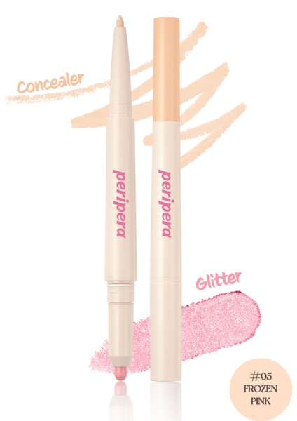 Çift Taraflı Kapatıcı ve Işıltılı Kalem Far PERIPERA Sugar Twinkle Duo Eye Stick (05 Frozen Pink)