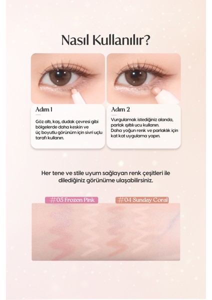 Çift Taraflı Kapatıcı ve Işıltılı Kalem Far PERIPERA Sugar Twinkle Duo Eye Stick (05 Frozen Pink)