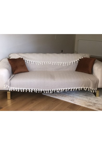 Bej Koltuk Örtüsü Balıksırtı Desenli Sütlükahve 180 x 210 cm Çift Yönlü fiyatları