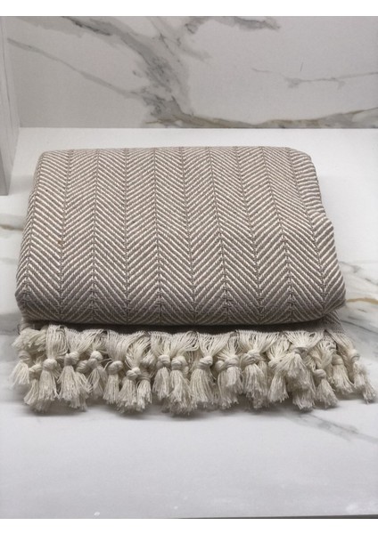 Bej Koltuk Örtüsü Balıksırtı Desenli Sütlükahve 180 x 210 cm Çift Yönlü modelleri