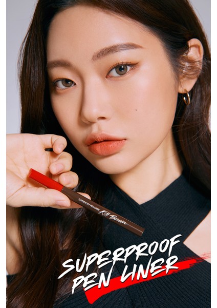 Sünger Uçlu, Suya Dayanıklı Kalem Eyeliner CLIO Superproof Pen Liner Kill Brown (03 Cacao Brown)