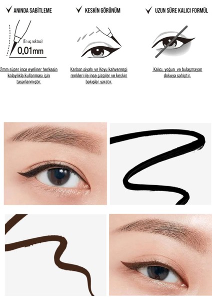 Suya Dayanıklı, İnce Uçlu Eyeliner CLIO Sharp So Simple Waterproof Pen Liner (02 Brown)