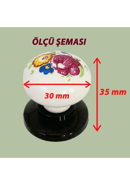 Menekşe Kulp Beyaz Polimer Düğme Kulp Siyah Tablalı Mobilya Mutfak Dolabı Çekmece Kulbu