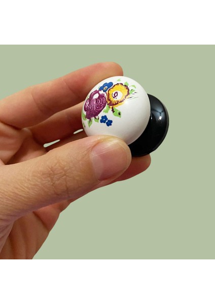 Menekşe Kulp Beyaz Polimer Düğme Kulp Siyah Tablalı Mobilya Mutfak Dolabı Çekmece Kulbu