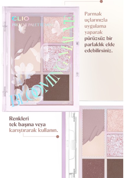 Göz Alıcı Renklerde, Yoğun Pigmentli Mini Far Paleti CLIO Pro Eye Palette Mini (03 Blooming Mauve)