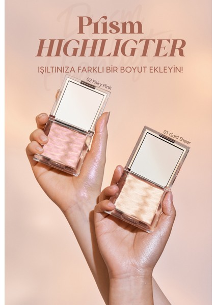 Mikro İnci Tanecikleriyle Yoğun Işıltı Sağlayan Highlighter CLIO Prism Highlighter (02 Fairy Pink)