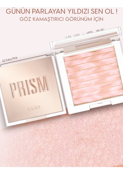 Mikro İnci Tanecikleriyle Yoğun Işıltı Sağlayan Highlighter CLIO Prism Highlighter (02 Fairy Pink)