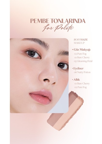 Göz Alıcı Renklerde, Yoğun Pigmentli Mini Far Paleti CLIO Pro Eye Palette Mini (02 Rosy Haze)