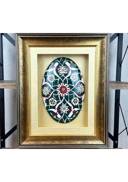 Ofis si Lotus Motifli Paspartulu Iznik Çini