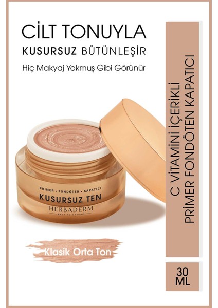 Kusursuz Ten (No Makeup Makeup) C Vitaminli Kapatıcı Fondöten Primer 30 Ml