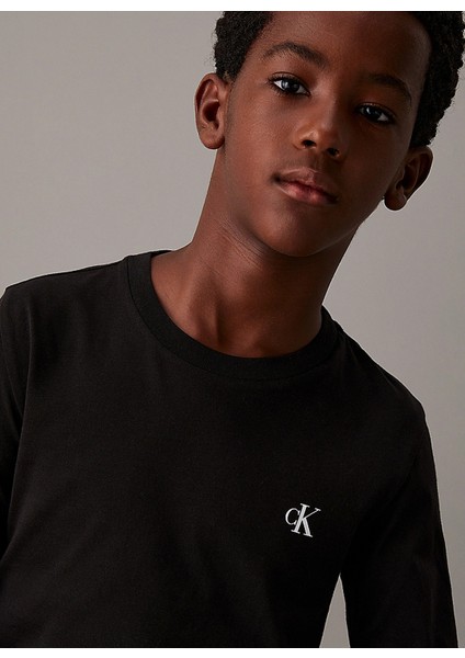 Düz Siyah - Beyaz Erkek Çocuk T-Shirt IB0IB022550K9 modelleri