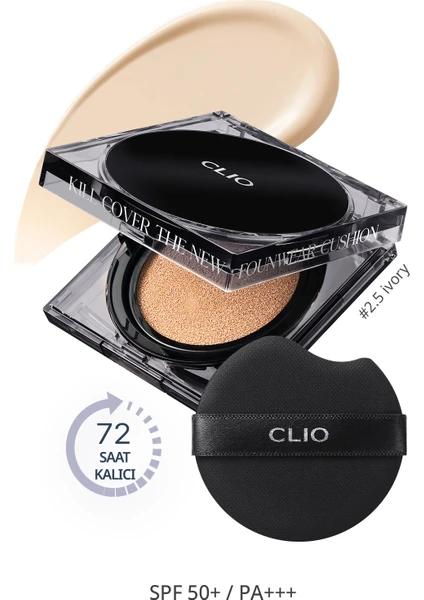 Kalıcı Kapatıcı Cushion CLIO Kill Cover The New Founwear Cushion +Refill SPF50+ PA+++ (2.5 Ivory)