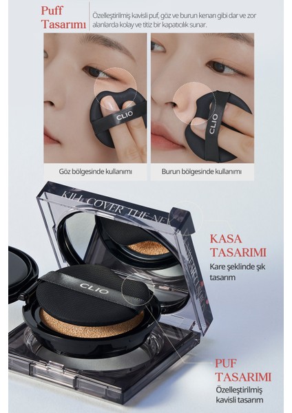 Kalıcı, Kapatıcı Cushion CLIO Kill Cover The New Founwear Cushion+Refill (3 Linen) SPF50+PA+++