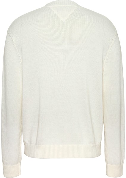 Bisiklet Yaka Regular Fit Nakışlı Krem Erkek Kazak DM0DM20706YBHTJM Reg Badge Sweater modelleri