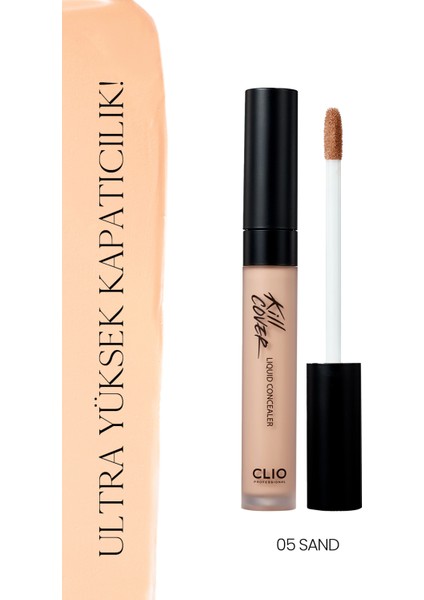 Uzun Süre Kalıcı, Pürüzsüz Dokuya Sahip Concealer CLIO Kill Cover Liquid Concealer (05 Sand)