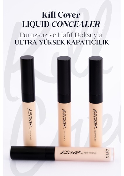 Uzun Süre Kalıcı, Pürüzsüz Dokuya Sahip Concealer CLIO Kill Cover Liquid Concealer (05 Sand)